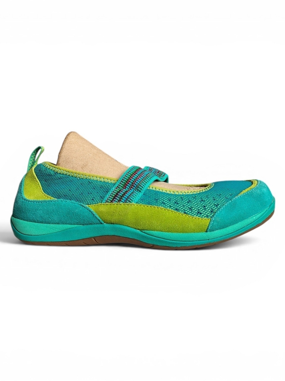 LL Bean Women's Sea Foam Blue + Green Mary Jane Slip On Sneakers Size 7.5